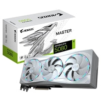 Gigabyte NVIDIA GeForce RTX 5080 AORUS MASTER ICE 16GB GDDR7 Graphics Card, 10752 CUDA Cores, 2805 MHz Core Clock, Triple Fan, White, RGB, 3x DisplayPorts / 1x HDMI Port