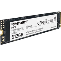 Patriot P300 (P300P512GM28) 512GB NVMe SSD, M.2 Interface, PCIe Gen3, 2280, Read 1700MB/s, Write 1100MB/s, 3 Year Warranty