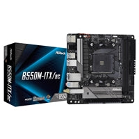 ASRock B550M-ITX/ac AMD AM4 Socket Motherboard, Mini-ITX, 2x DDR4 Slots, 1x M.2 Socket, GbE LAN, Wi-Fi 5, 1x DisplayPort / 1x HDMI Port