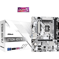 ASRock B760M-HDV/M.2 Intel 1700 Socket Motherboard, Micro-ATX, 2x DDR5 Slots, 3x M.2 Sockets, 1x USB-C Port, 2.5GbE LAN, 1x D-Sub / 1x DisplayPort / 1x HDMI Port