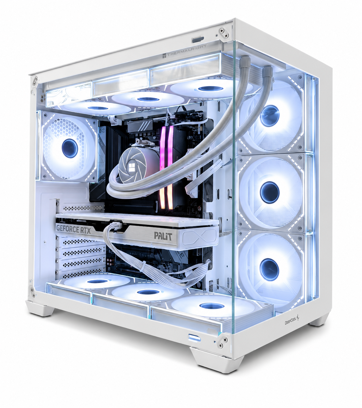 White Gaming PC | Ryzen 7 7800X3D | RTX 5070 | 32GB DDR5 | 360mm AIO | 10 ARGB Mirror Fans | High-End Gaming PC UK