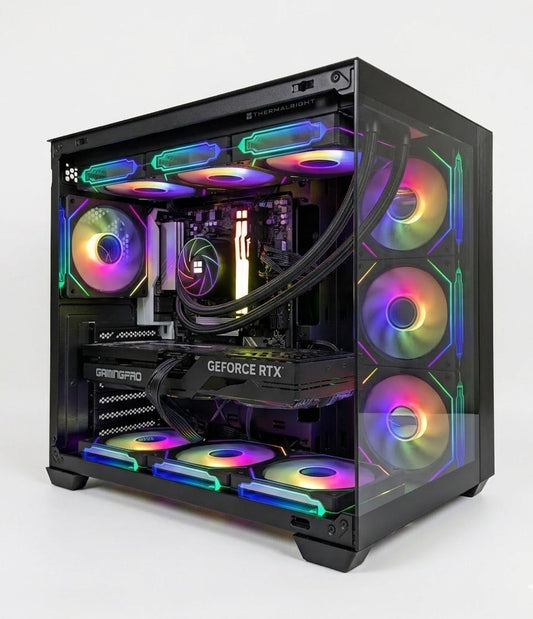 Custom Gaming PC – Ryzen 7 7800X3D | RTX 5070 | 32GB DDR5 | 360mm AIO | 10 ARGB Mirror Fans | High-End Gaming PC UK