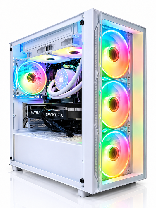 White Gaming PC Bundle | Ryzen 5 5500 | RTX 3050 | 27-Inch Monitor | FREE Keyboard, Mouse & Headset | £867.53
