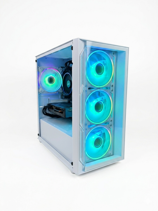 Gaming PC – Ryzen 5 4500 | RTX 5050 | 16GB RAM | 512GB NVMe SSD | WiFi 6 | White ARGB Gaming PC UK