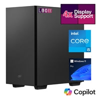 LOGIX Micro Tower - Designed for CCTV Use - Intel i5 Processor, 16GB Kingston Memory, 500GB Kingston SSD, Output to 4 Monitors, with Dual LAN, Windows 11 Pro