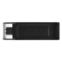 Kingston DT70/128GB DataTraveler 128GB USB Flash Drive, USB 3.2,  USB-C, Gen1, 80MB/s, Cap Design, Black, Retail.