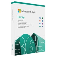 Microsoft 365 Family Medialess 1 Year Subscription 6 Users - Retail Boxed FY25H2